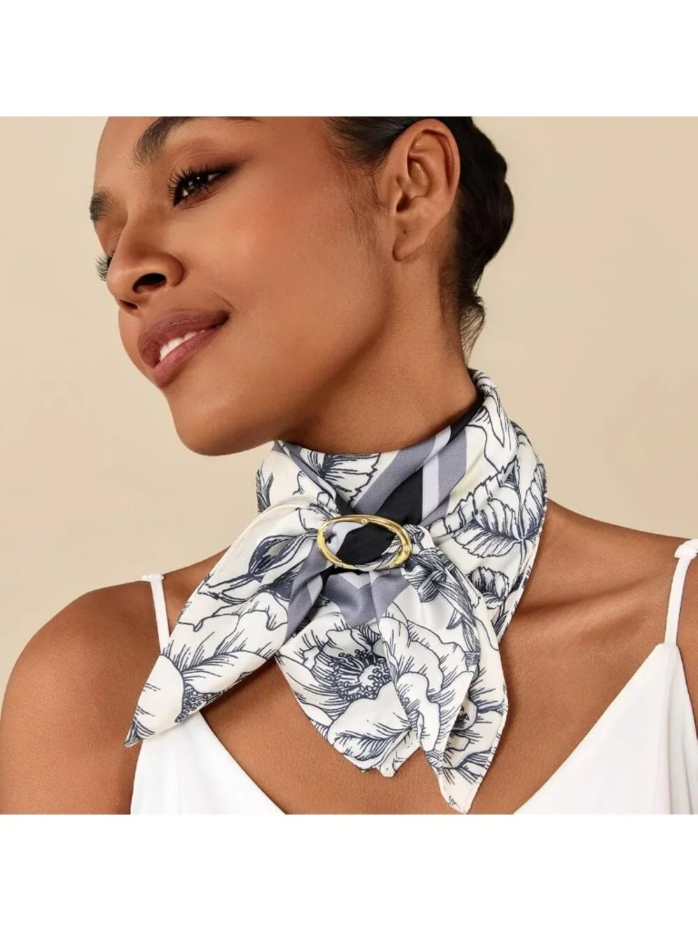Elegant Oval Silk Scarf Ring - 18K Gold Plated Accessory for Women